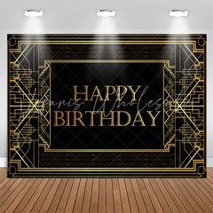 Lofaris Elegant Gold Geometric Lines Birthday Backdrop For Men