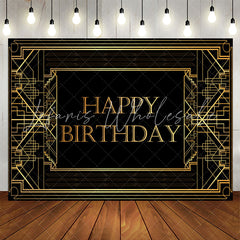 Lofaris Elegant Gold Geometric Lines Birthday Backdrop For Men