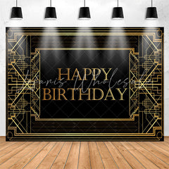Lofaris Elegant Gold Geometric Lines Birthday Backdrop For Men