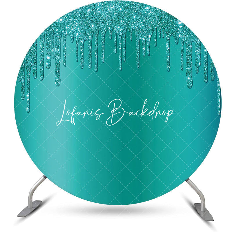 Lofaris Elegant Green Solid Color Glitters Round Backdrop