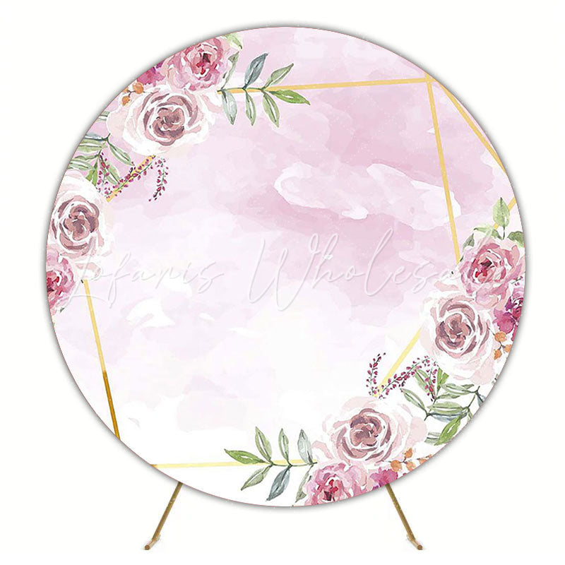 Elegant Pink Flower Round Backdrop for Baby Shower