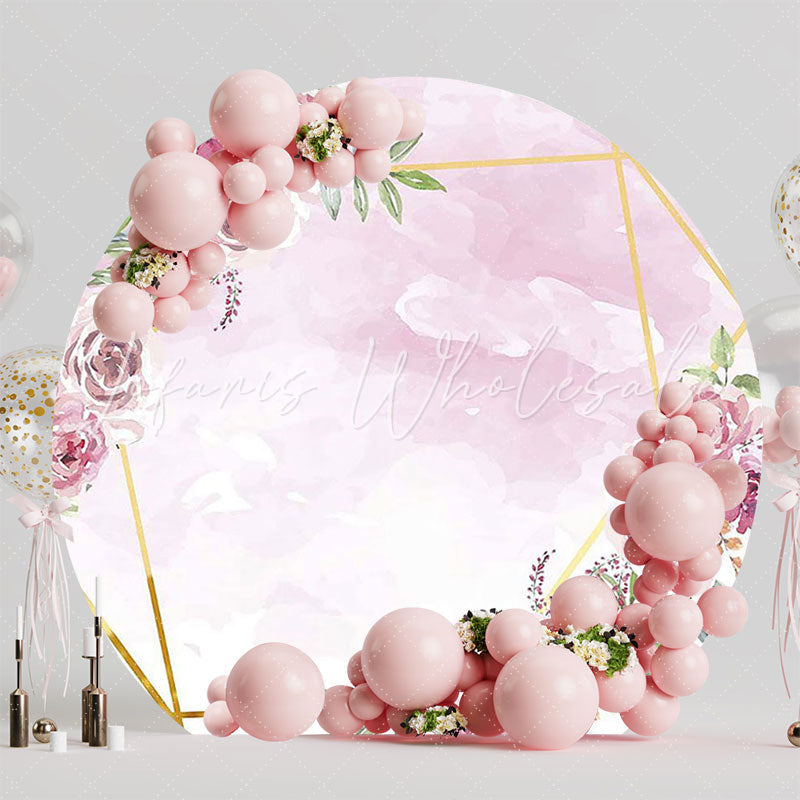 Elegant Pink Flower Round Backdrop for Baby Shower