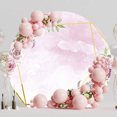 Elegant Pink Flower Round Backdrop for Baby Shower
