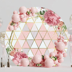 Elegant Pink Flowers Roses Party Round Backdrop For Romantic Feel
