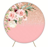 Elegant Pink Flowers Roses Round Backdrop For Romantic Party