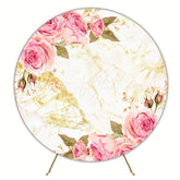 Elegant Pink Flowers Roses Round Backdrop For Romantic Party Theme