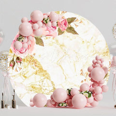 Elegant Pink Flowers Roses Round Backdrop For Romantic Party Theme
