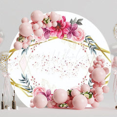 Elegant Pink Flowers Round Backdrop For Romantic Party Celebration