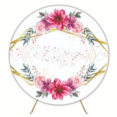 Elegant Pink Flowers Round Backdrop For Romantic Party Celebration