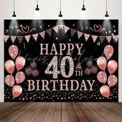 Lofaris Elegant Rose Gold Sparkling 40th Birthday Backdrop