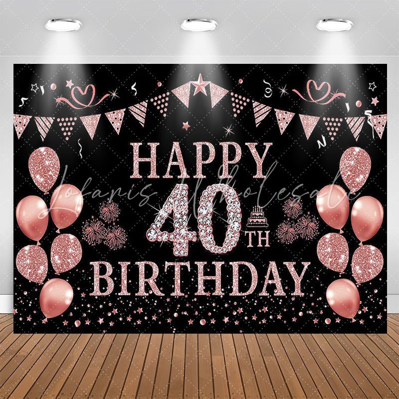 Lofaris Elegant Rose Gold Sparkling 40th Birthday Backdrop