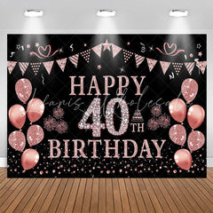 Lofaris Elegant Rose Gold Sparkling 40th Birthday Backdrop