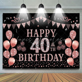 Lofaris Elegant Rose Gold Sparkling 40th Birthday Backdrop