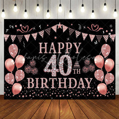 Lofaris Elegant Rose Gold Sparkling 40th Birthday Backdrop