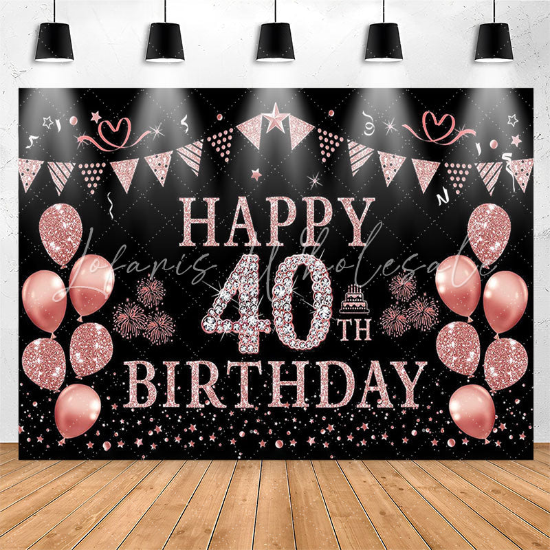 Lofaris Elegant Rose Gold Sparkling 40th Birthday Backdrop