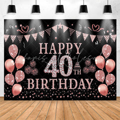 Lofaris Elegant Rose Gold Sparkling 40th Birthday Backdrop
