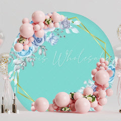 Elegant Roses Flowers Green Round Backdrop For Spring Party