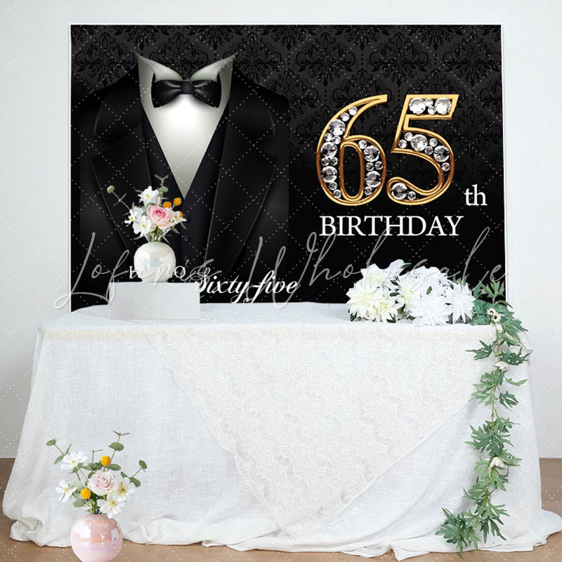 Lofaris Elegant Suit Diamond Happy 65th Birthday Backdrop