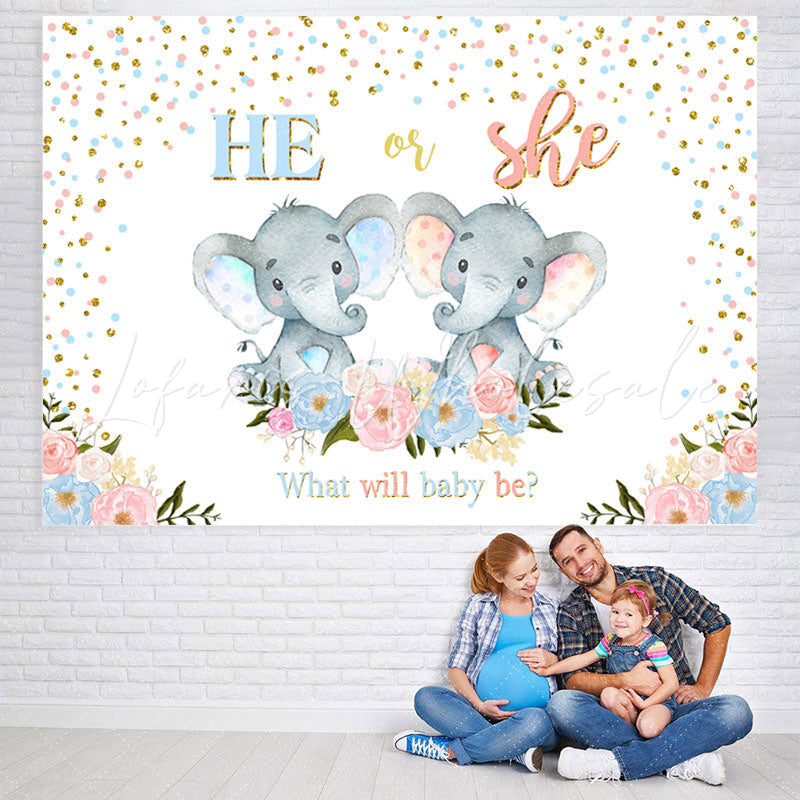 Lofaris Elephant And Floral Cute Baby Shower Backdrop