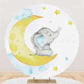 Lofaris Elephant And Moon Custom Circle Baby Shower Backdrop