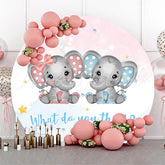 Lofaris Elephant Blue Pink Round Gender Reveal Backdrop