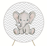 Elephant Chevron Background Round Backdrop for Safari Party