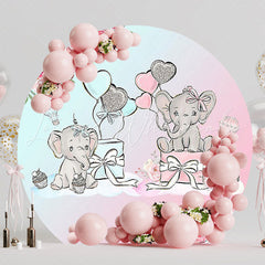 Elephant Gift Boxes Round Backdrop for Baby Shower Party