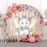 Lofaris Elephant Girl Wooden Baby Shower Round Backdrop