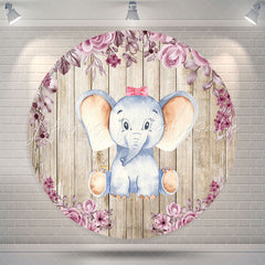 Lofaris Elephant Girl Wooden Baby Shower Round Backdrop