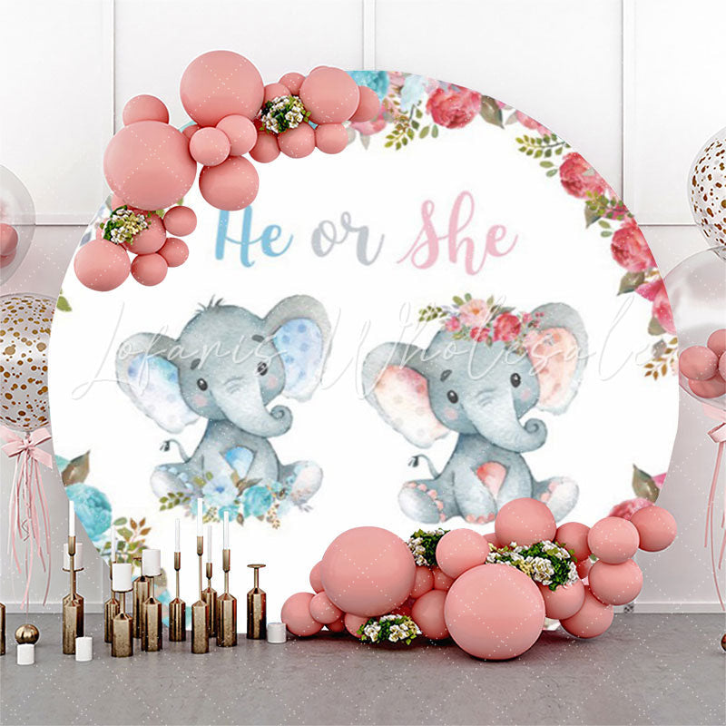 Lofaris Elephant He Or She Gender Reveal Round Backdrop