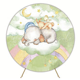 Elephant Lovely Green Dreams Round Backdrop for Baby Event