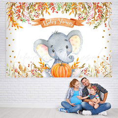 Lofaris Elephant Pumpkin Baby Shower Gold Glitter Theme Backdrop