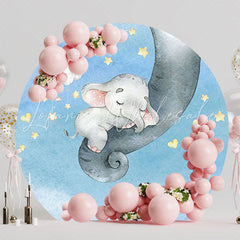 Elephant Trunk Baby Round Backdrop for Nursery Reveal Party