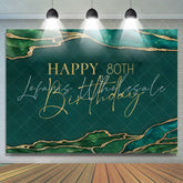 Lofaris Emerald Green Gold Letters 80th Birthday Backdrop