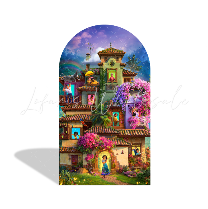Encanto Mirabel Isabella Happy Birthday Party Arch Backdrop Wall Cloth Cover