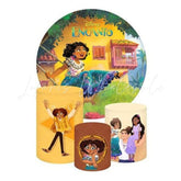 Encanto Themed Round Backdrop and Cylinders Kit for Celebrations