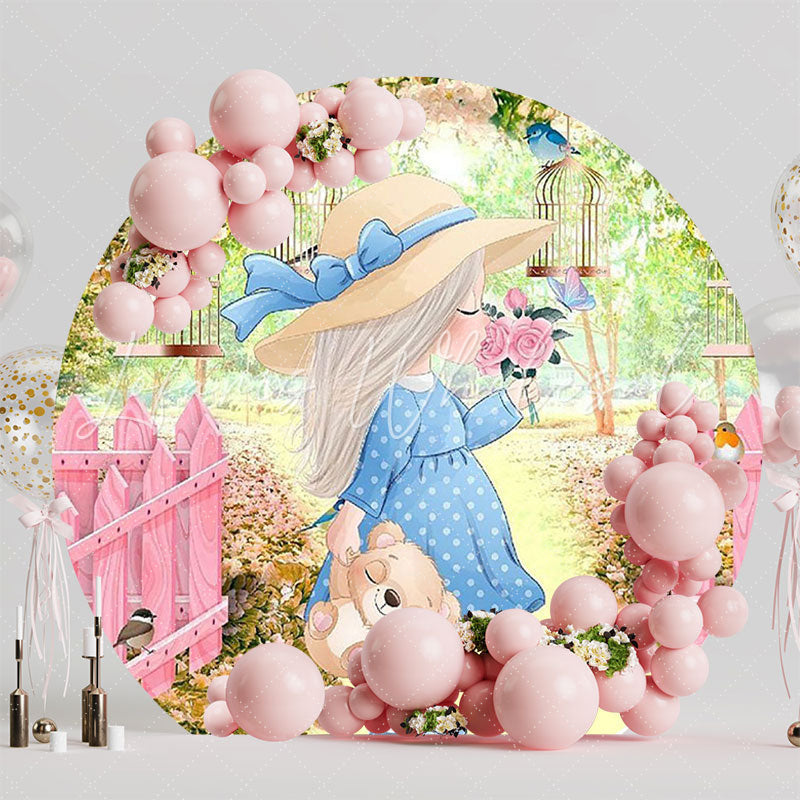 Enchanted Garden Girl Round Backdrop for Spring Event