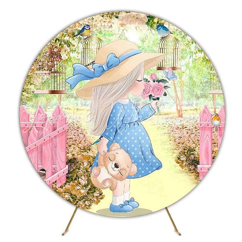 Enchanted Garden Girl Round Backdrop for Spring Event