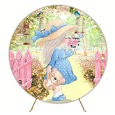 Enchanted Garden Girl Round Backdrop for Spring Event