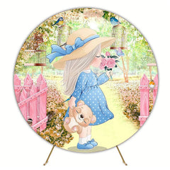 Enchanted Garden Girl Round Backdrop for Spring Event