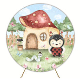 Enchanted Garden Mushroom Round Backdrop for Magical Celebration