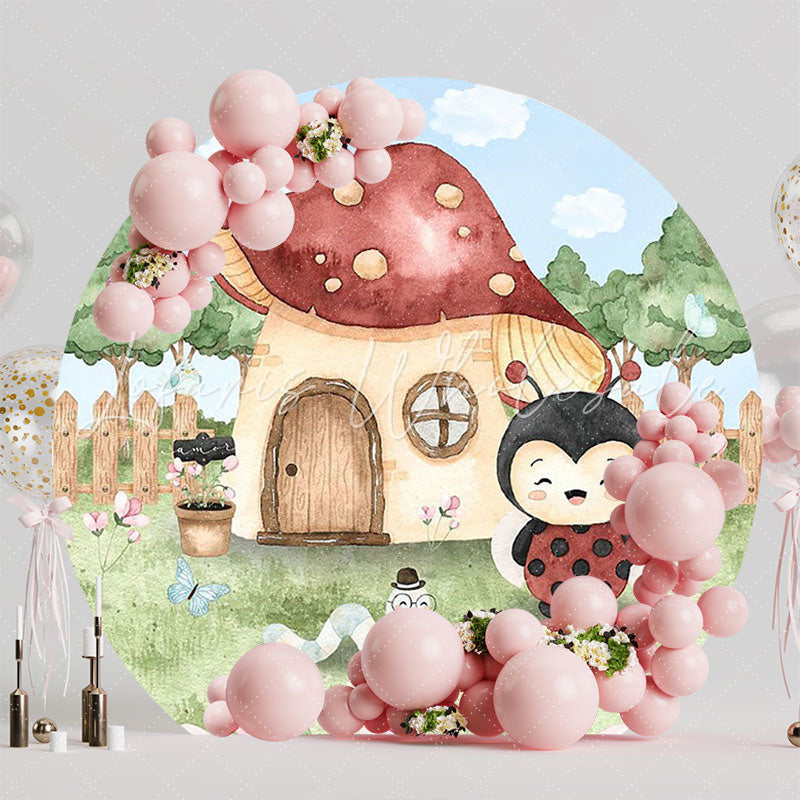 Enchanted Garden Mushroom Round Backdrop for Magical Celebration