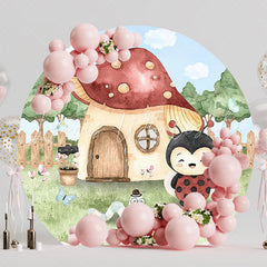 Enchanted Garden Mushroom Round Backdrop for Magical Celebration