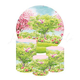 Enchanted Garden Themed Round Backdrop and Cylinder Kit for Parties