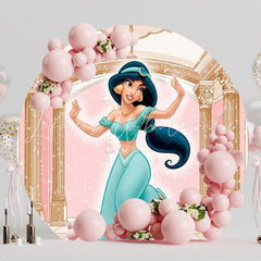 Enchanting Jasmine Princess Round Backdrop For Arabian Fairytale Party