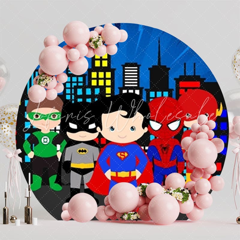 Epic Super Heroes Round Backdrop For Action-Packed Party Adventure