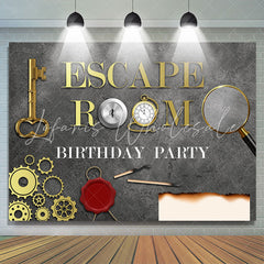 Lofaris Escape Room Gold And Grey Backdrop For Happy Birthday