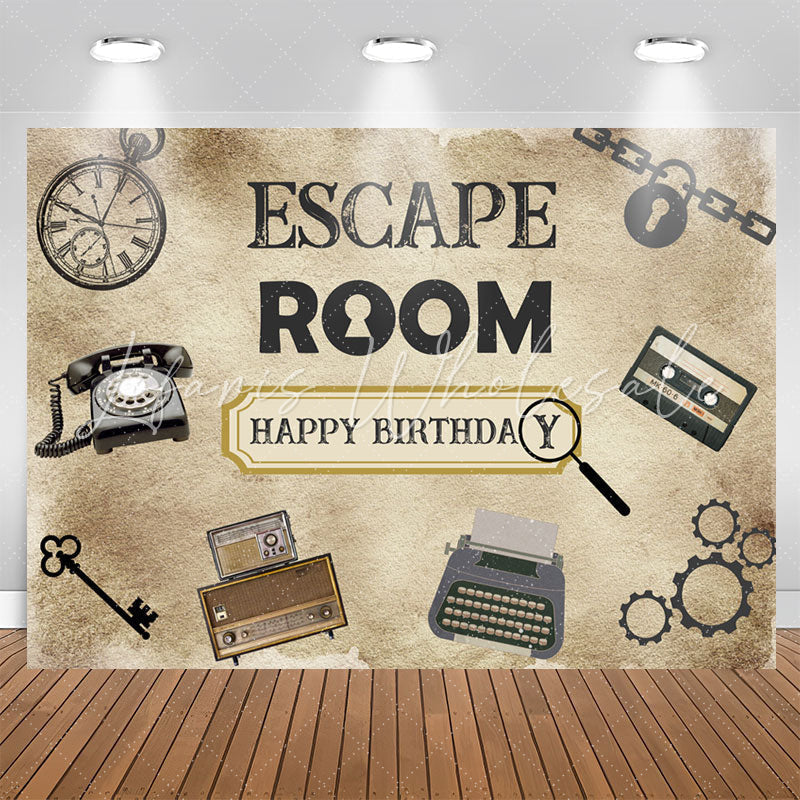 Lofaris Escape Room Mystery Happy Birthday Party Backdrop