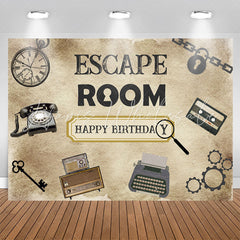 Lofaris Escape Room Mystery Happy Birthday Party Backdrop
