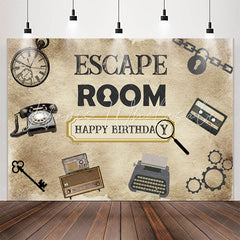 Lofaris Escape Room Mystery Happy Birthday Party Backdrop